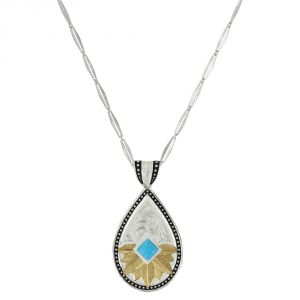 Montana Silversmiths Opening to the Sun Feathered Flower Turquoise Necklace (NC3445YG)